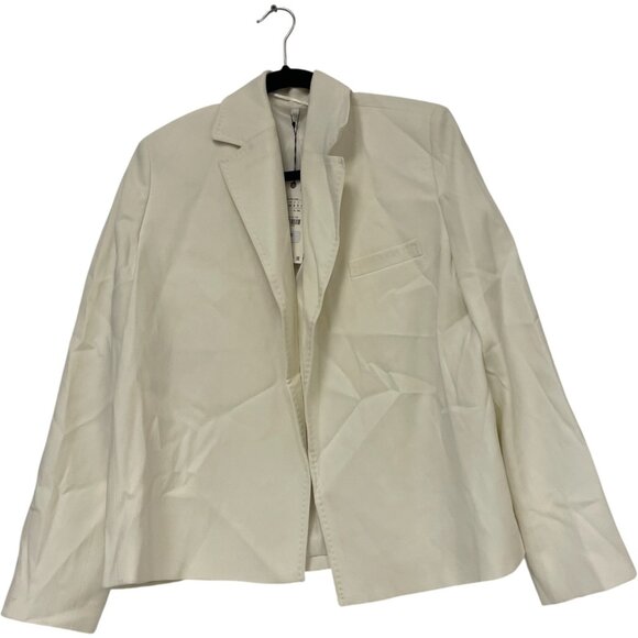 Zara Womens Blazer Suit Jacket S Small Ecru Topstitched Polyester 2818/781 NWT - Picture 2 of 16